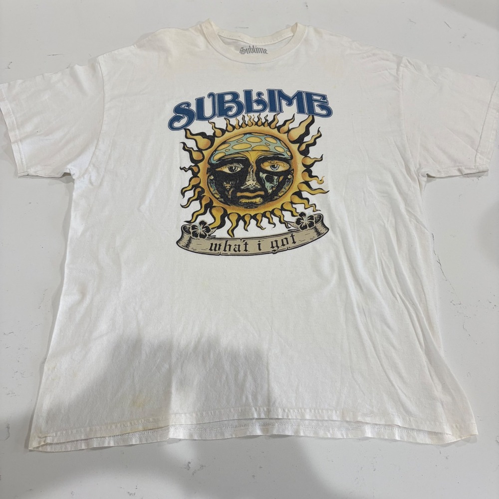 Sublime What I Got Sun Graphic T-Shirt Mens 2XL White Short Sleeve Band Tee